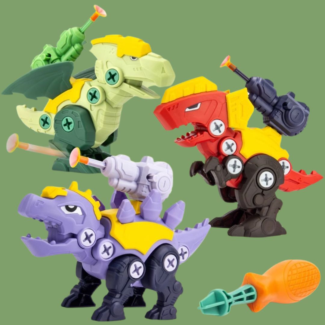 Dinosaur Screw Set with Suction Cup Cannon